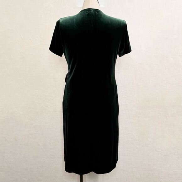 Madewell Velvet Side Tie Dress Green Mini Holiday Preppy Work Cocktail Size L - Picture 5 of 10